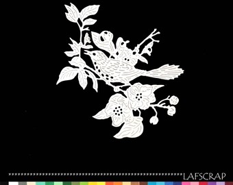 Cut Bird on branch cut out paper die cut creation embellishment scrapbooking