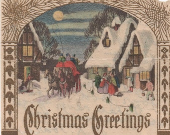Christmas Greetings, parchment like paper, written on reverse, c1940s