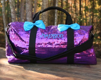 Purple Sequined Duffel Dance Bag Cheer Duffle Bling
