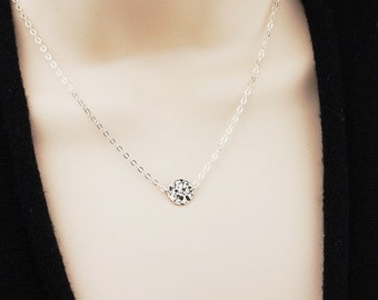 Dainty Necklace Silver Hammered Disc Necklace - Everyday Necklace - Layering Necklace - Best Friend Gift