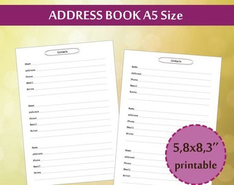 contacts page classic happy planner printable insert