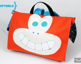 Satchel backpack maternal monkey orange faux leather