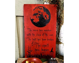 The Spell Halloween Witch Decor, Witchcraft Decorations, Modern Witchy Wood Sign, Witches Cottage Decor, Spooky Pagan Wall Art, Witchy Home