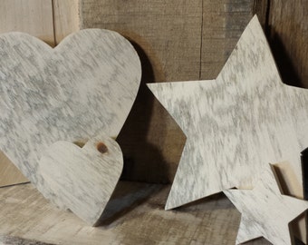 Unfinished Reclaimed Wood Shapes, Wood Hearts, Wood Stars, Reclaimed Wood Heart, Reclaimed Wood Star, Unfinished Wood