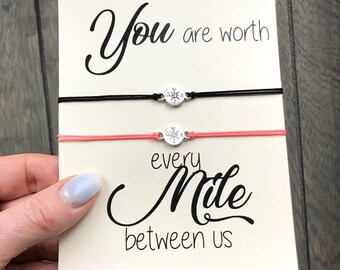 Long distance relationship, Valentine's day gift, Love bracelet, Long distance gift, Long distance love, Compass jewelry, Gift for her, A89