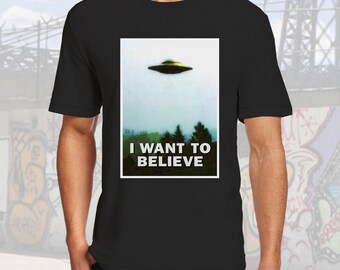 I want to Believe Xs-4XL Files Tshirt Black Cotton Crew Neck