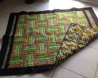 African Wax Print and Batik Quilt 'Animal and Seed'