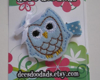 Light Blue Ollie the Owl Hair Clip