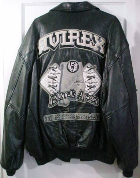 vintage avirex varsity tuskegee airmen black aces leather