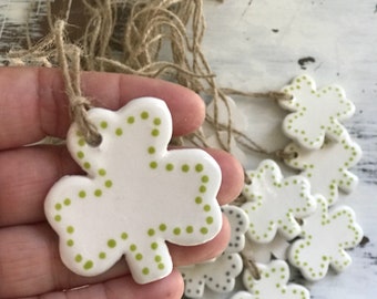 Shamrock Ceramic gift tag/wine bottle tag