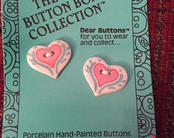Heart shaped porcelain buttons