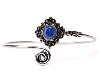 Boho Tribal Bangle Lapis Lazuli Gemstone Bracelet Adjustable Gift Boxed + Giftbag + Free UK Delivery WBB30