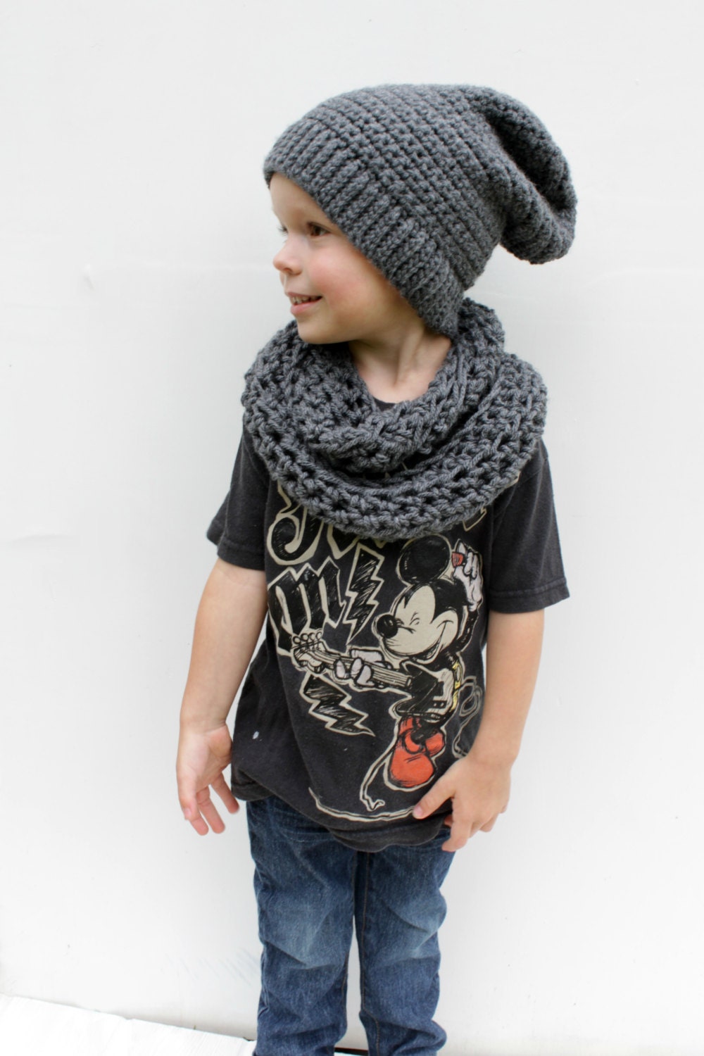 Children's Infinity Scarf Grey Toddler Crocheted Scarf