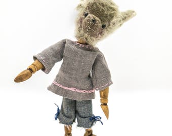 Nell, OOAK, art doll, handmade, mohair, anthropomorphic, artist bear