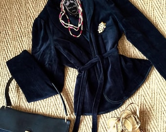 Belted designer velvet jacket