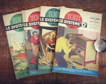 Magazine vintage - Le système D - 1953 - 4 numéros "tout le système D" - Magazine français bricolage illustré