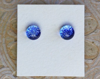 Dichroic Glass Earrings, Light Cornflower Blue DGE-1287