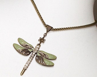 Dragonfly Pendant With Amethyst Stone Bead Sterling Silver