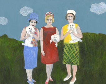 Dog ladies. Limited edition print by Vivienne Strauss.