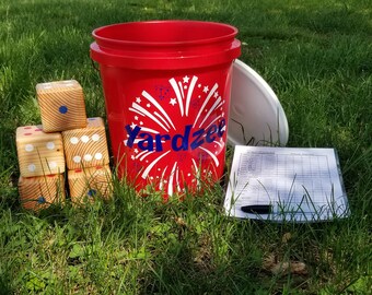 Yardzee, Farkle, Patriotic Yardzee, fourth of July Yardzee, Lawn dice, Yard dice, Lawn Game, family game, outdoor game, Family fun