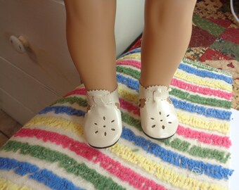 Ivory Leather Doll Shoes for 18 inch Dolls- Shoes fit 18" Dolls like American Girl