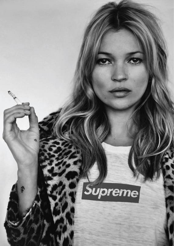 Kate moss supreme classic iconic poster black and white a4 Kate moss supreme classic iconic poster black and white a4