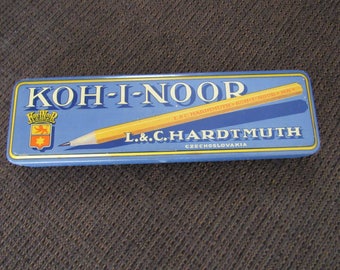 Vintage Koh-I-Noor L & C Hardtmuth 1500/B Full Tin Pencil Box Drafting Free Shipping