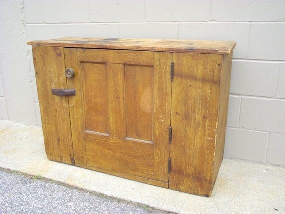 Antique Jelly Cupboard Rustic Country Cabinet Solid Wood - Antique Jelly Cupboard Rustic Country Cabinet Solid Wood