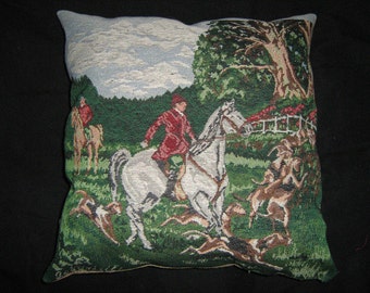 Fox Hunt/Hunting Dogs Tapestry Pillow Cover