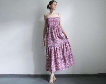 Vintage S/M long floral tiered dress
