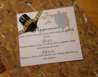 Peppermint Essential Oil Printable Sample Tags with Flowers