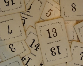 15 Vintage Antique Numbered Playing Cards Great for Table Numbers