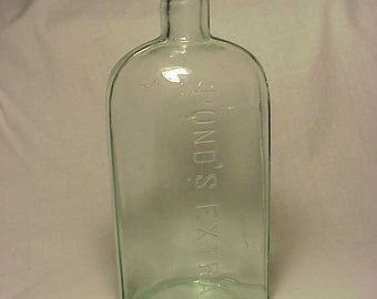 c1920s Pond's Extract 1846 , Aqua Glass Cork Top Medicine Bottle No. 6