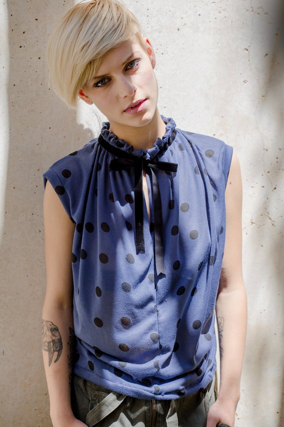 blue dots shirt