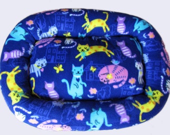 Small, Funny Cats, Dog bed, Washable pet bed, Cat bed, oval pet bed, Puppy bedding, Kitten bed, Kennel bedding, Plush Fleece pet bed