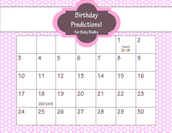 items similar to printable due date calendar baby baby girl calendar