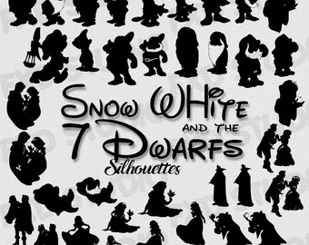 Snow White And The 7 Dwarfs Silhouettes Clip Art Images, Snow White And The 7 Dwarfs Clip Arts, Clip Art Design Elements, Disney Silhouettes