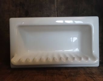 Vintage French Ceramic Bathroom Kitchen Soap Dish Wall Tile circa 1970-80's / English Shop