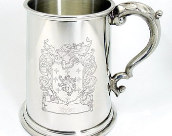 Family Crest / Coat of Arms Personalised Pewter Tankard