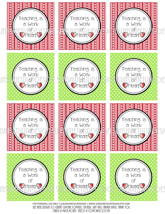 printable teacher appreciation tags printable teacher cupcake