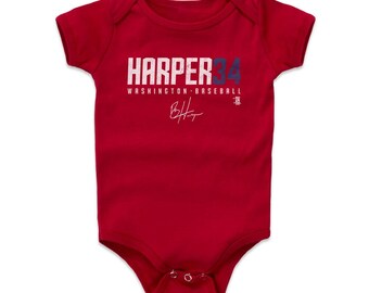 Bryce Harper Baby Clothes | Washington Baseball | Baby Romper | Bryce Harper Harper34 W Wht