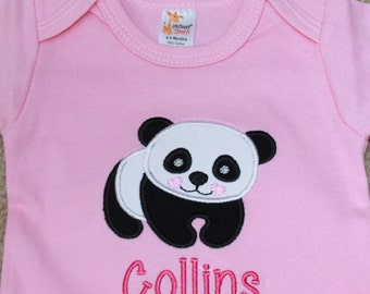 Personalized Applique Baby Onepiece Bodysuit - Panda