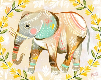 Elephant - - toile tendue - Katie Marguerite Art de tailles différentes