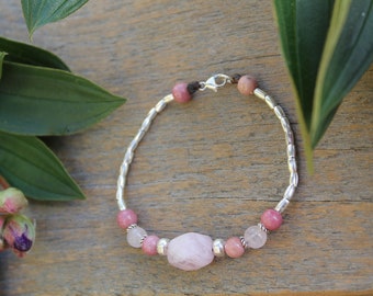 Self Love bracelet - Karen Hill Tribe Silver - Rose Quartz - Rhodonite
