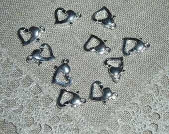 10 PCs fermoirs mousquetons, alliage, couleur argent, sans nickel, environ 12 mm de long