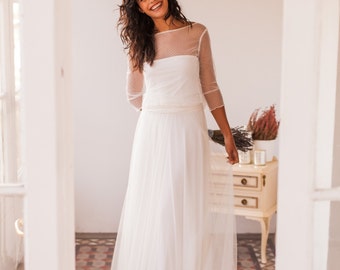 Pearl Ivory Long Tulle Bridal Wedding Skirt