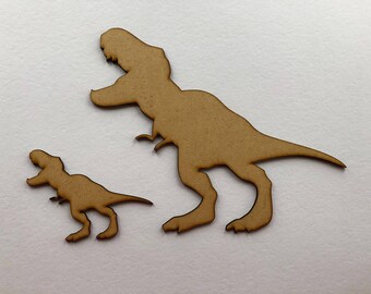 T Rex Dinosaur 100mm and 240mm high, 3mm MDF wooden craft shape