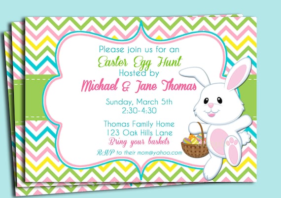 easter chevron invitation printable or printed with free easter egg hunt invitations