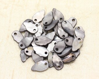 10pc - leaves or wings 16mm gray black 4558550019271 Pearl charms