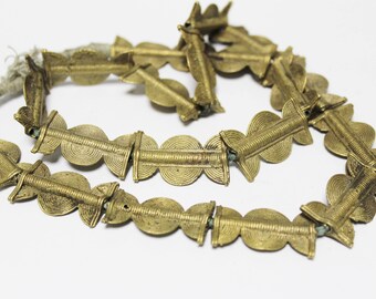 Baule Brass Beads 34x20 mm , Ethnic Beads, African Tribal Beads (*AP89*)